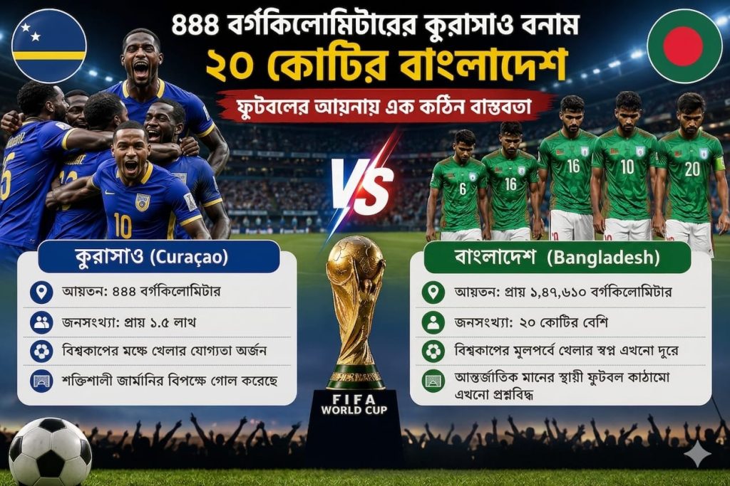 ৪৪৪ বর্গকিলোমিটারের কুরাসাও বনাম ২০ কোটির বাংলাদেশ: ফুটবলের আয়নায় এক কঠিন বাস্তবতা